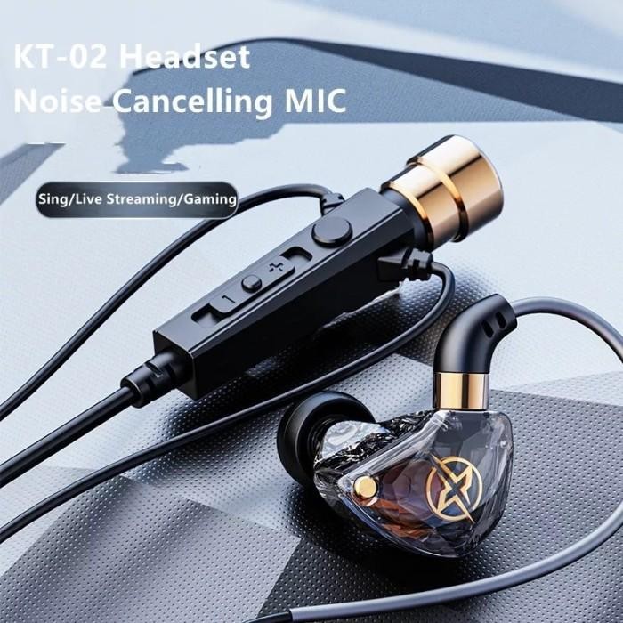 HD Mic KT-02 ชุดหูฟังเบสสําหรับเล่นเกมสตรีมสด Sing Recording Smule