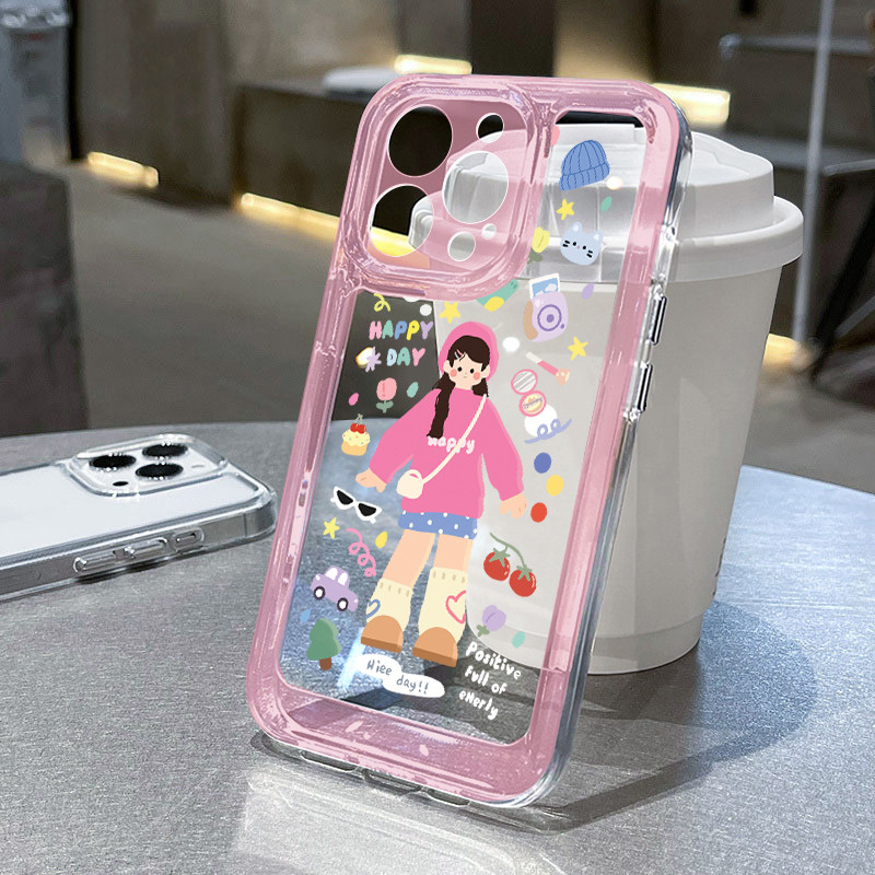 HP Soft Cherry Creative Girl Case Vivo V60 Y400 Y28 V50 Y29 Y19S Pro V40 Lite 4G 5G Y100 Y12 Y12S Y3
