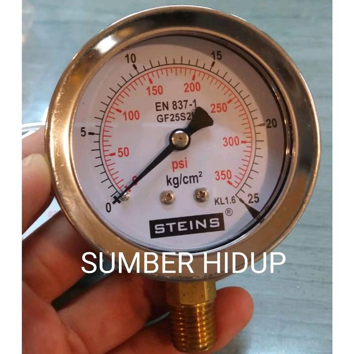 เครื่องวัดความดัน 2" Steins 25Kg En 837-1 Gf25S2L เกลียว 1/4" 25 Kg 2 นิ้ว