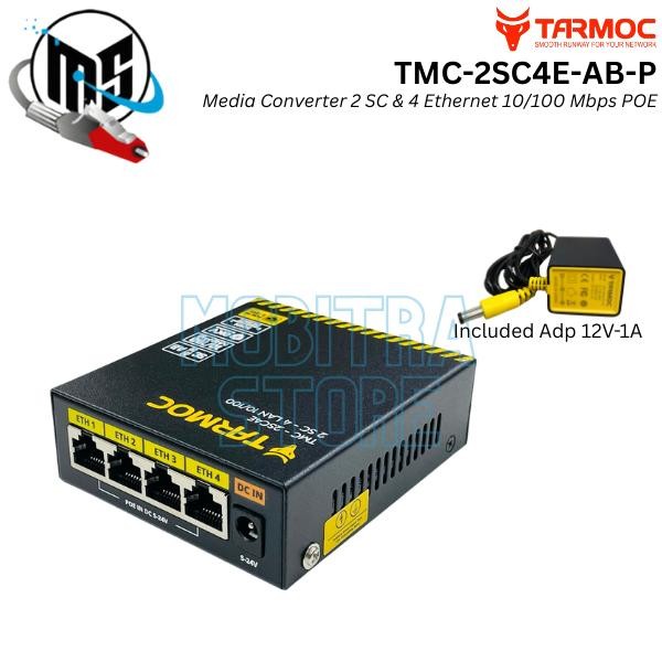 Tarmoc TMC-2SC4E-AB-P Media Converter 2 FO 4 LAN 10/100 POE IN (5-24V)