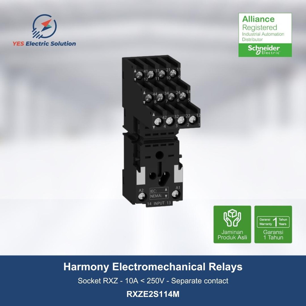 Schneider Socket RXZ 10A สําหรับขั้วต่อ 250V - สําหรับ RXM4 - RXZE2S114M