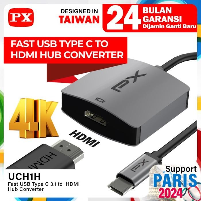 อะแดปเตอร์แปลง PX UCH1H Type C เป็น HDMI Hub iOS Android Windows