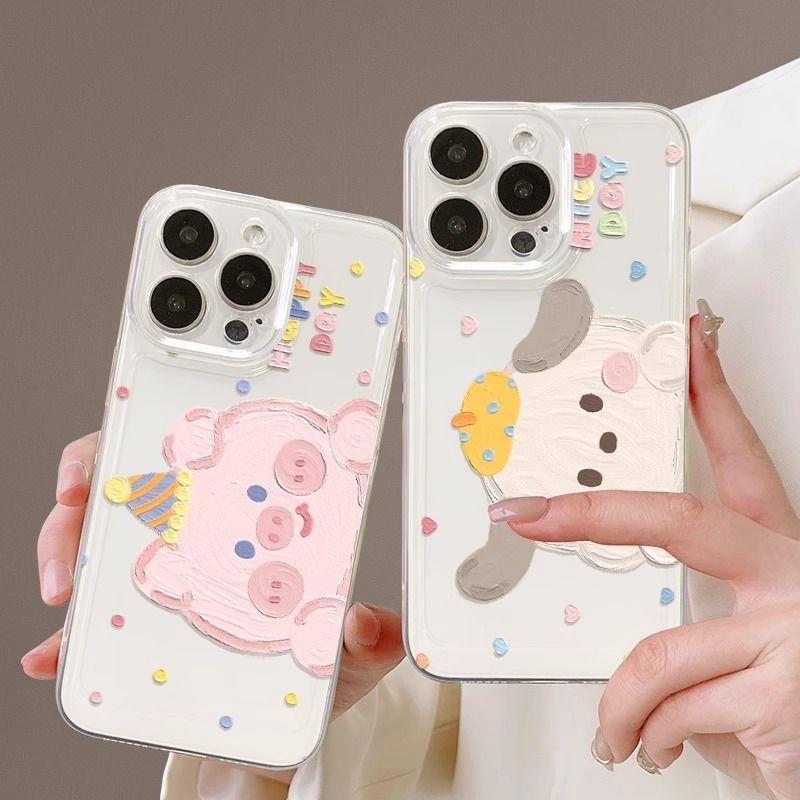 HP น่ารักสีชมพูล่าสุดหมูปลอก Iphone 11 13 15 Pro Max 17 Pro Max 17 Air X Xs Max Xr Ip 14 15 16 Plus 