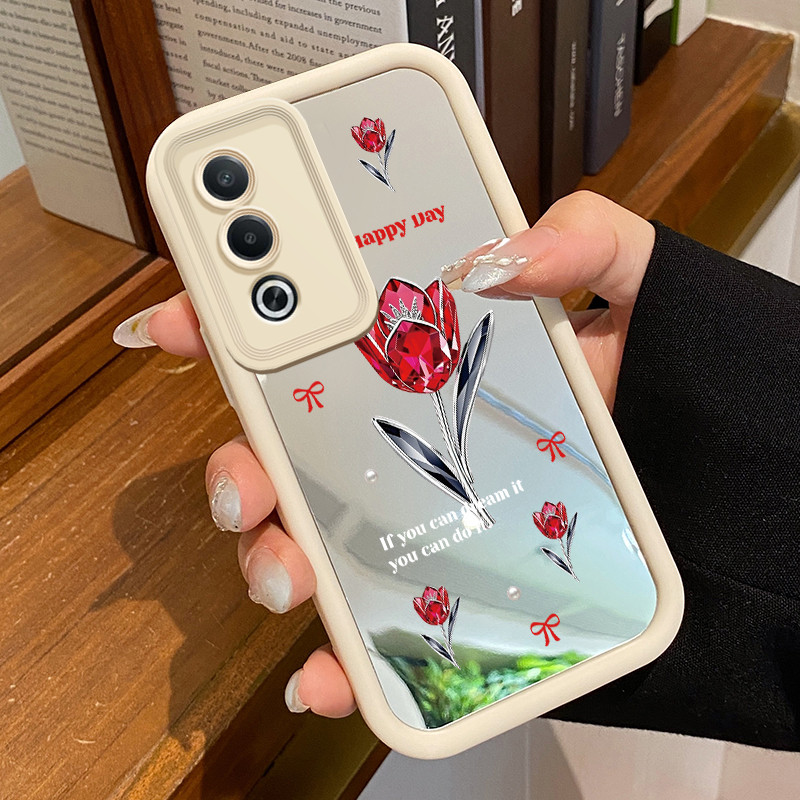 ปลอก HP สําหรับ OPPO A3 Pro 5G A80 5G A3 4G A3 5G A3X 4G A3x 5G กรณีปลอกสีแดง Rose สไตล์ที่เรียบง่าย