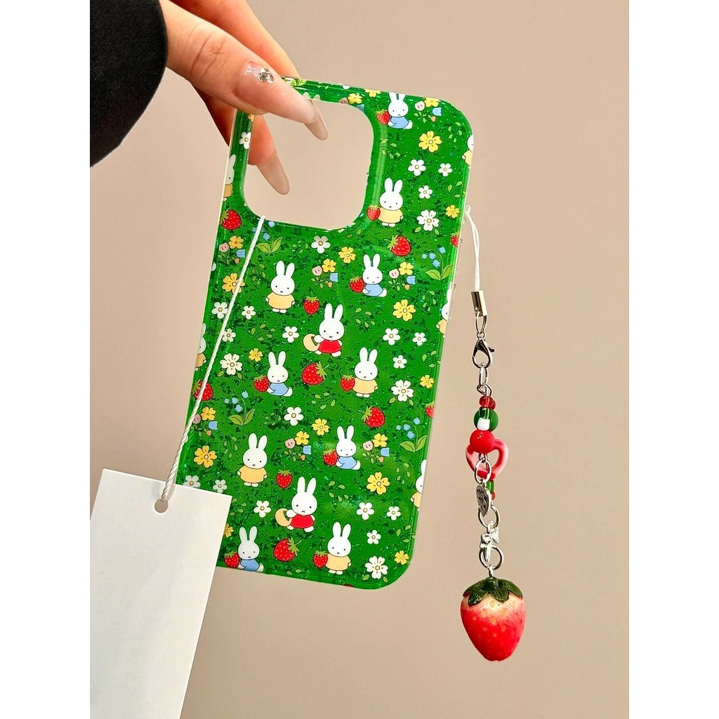 ดอกไม้ที่มีสีสันสาวกระต่ายกรณี Iphone 11 13 15 Pro Max 17 Pro Max 17 Air Ip 11 16E 7 8 Plus Ip 12 13