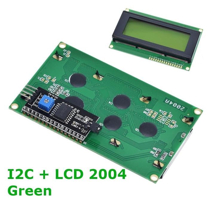 HIJAU Lcd2004 พร้อมอินเทอร์เฟซ I2C Iic Lcd 4X20 สีเขียว Lcd 2004 สีเขียวสีเหลือง