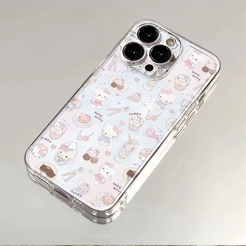 Blue Stain Pink Kitty Casing Vivo Y400 V60 Y29 5G V50 Lite Y03 Y03T Y19S Pro V40 Lite 5G V23E Y75 5G