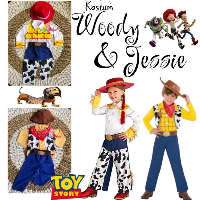 Xie Woody และ Jessie Kids ชุดคาวบอย / Woody และ Jessie Kids Toy Story เสื้อผ้าตัวการ์ตูน