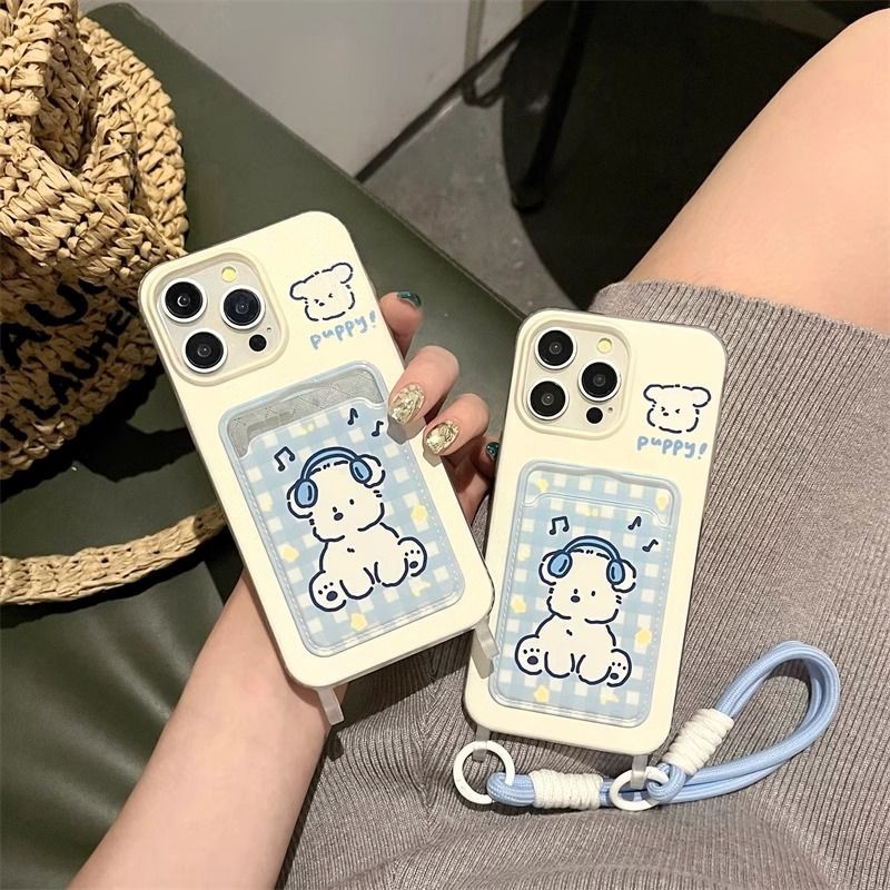 SAMSUNG สุนัขน่ารักเพลงสีฟ้าผู้ถือบัตรกรณีSamsung 0 A37 A57 5G A07 A17 A56 A36 A26 A16 A06 5G A04S A