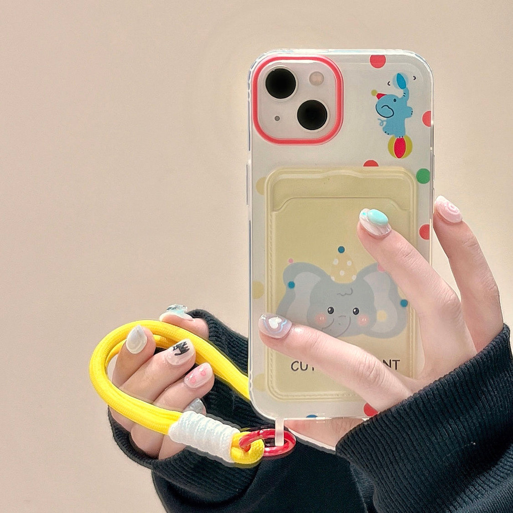 การ์ตูน Simple Top Class Elephant Card Holder Casing Samsung 0 A37 A57 5G A07 A17 A56 A36 A26 A16 A0