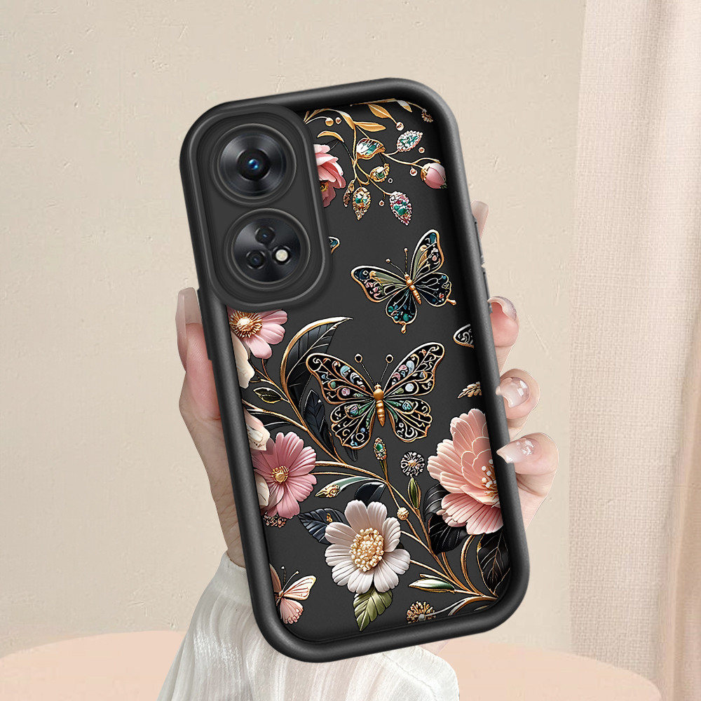 ปลอก Hp Untuk OPPO Reno 8T 4G ซิลิโคน Sofcase Cassing โหมด Softcase TY 0380 Golden Butterfly เคสโทรศ