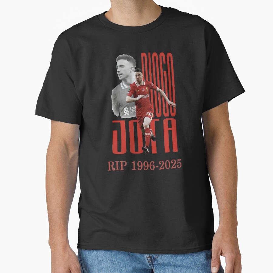 Diogo Jota เสื้อยืด Diogo Jota RIP Essential เสื้อยืด O-คอ Unisex แขนสั้นพิมพ์เสื้อ Tee Tops, เหมาะส