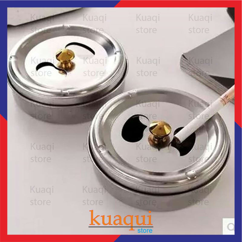 1 PCS แบบพกพาหมุน Enclosed สแตนเลส Ashtray ฝุ่นคอนเทนเนอร์ - JL032
