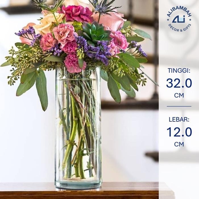 ALIBAMBAH GLASS CYLINDER FLOWER VASE - BAMBOO C CODE 414