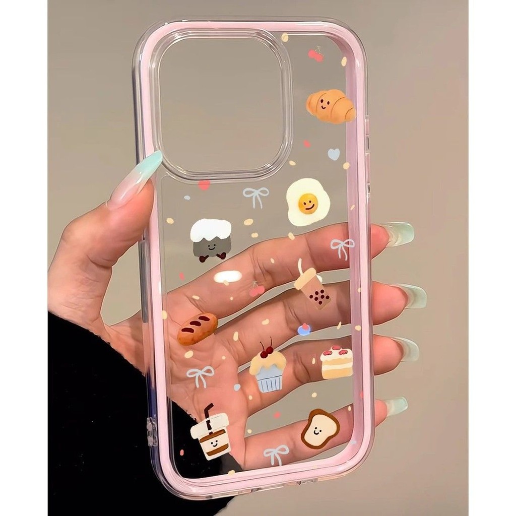 แฟนซีการ์ตูนขนมเค้กที่มีสีสันสร้างสรรค์กรณีล้างIphone 16 Pro Max 16E 15 Pro Max 13 Pro Max 14 Pro Ma