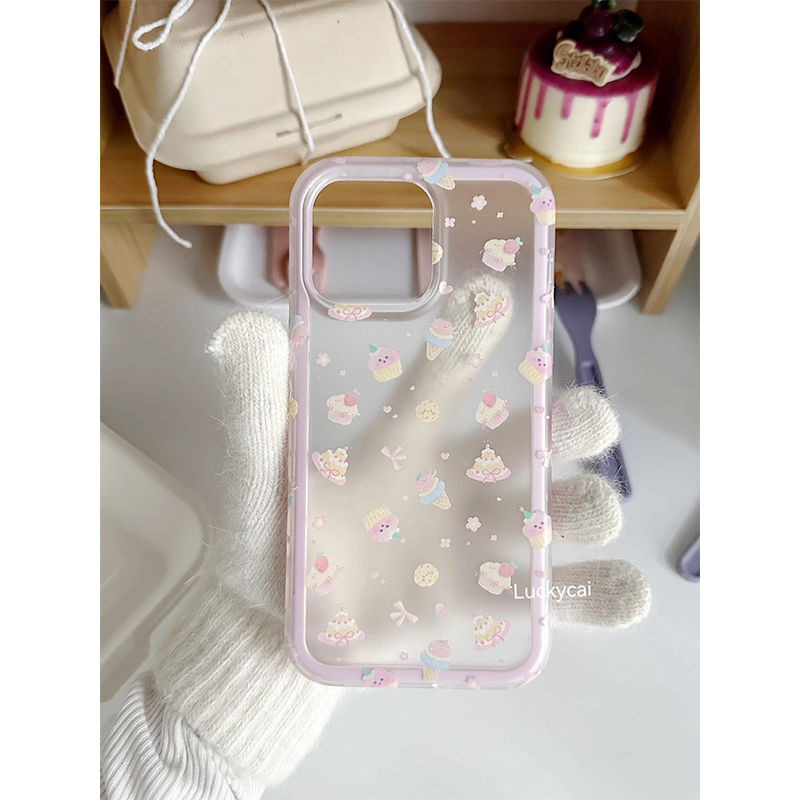 สีชมพูไอศกรีมภาพประกอบปลอกIphone A6s A6t Pro 5G Y05 V70 Fe 15 Pro Max 11 Pro Max 15 Plus 13 Mini 12 