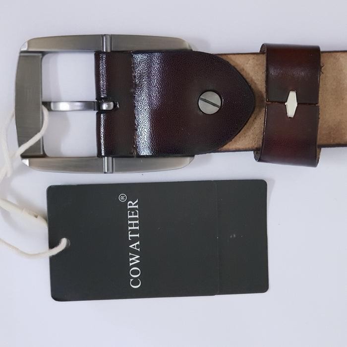 COWATHER Alfa เข็มขัดหนังวัวแท้ผู้ชาย - XF001 Stainless Black