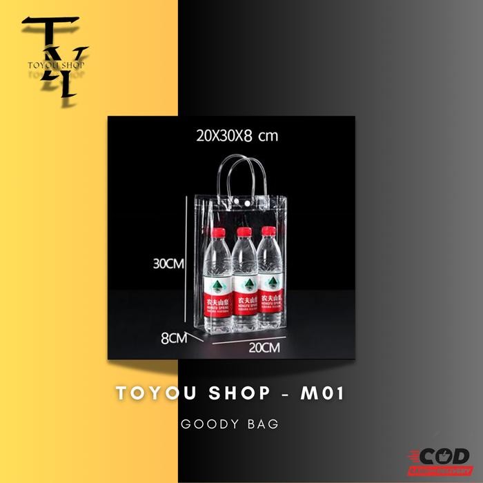 XU372 M01 Transparent PVC Bag Shopping Bag Tote Bag 20*30*8 รับประกัน