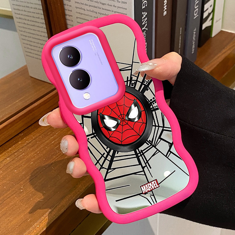 MERAH สําหรับ VIVO Y17s Y36i 5G G2 5G Y28 5G กรณีเคสโทรศัพท์กระจกซิลิโคน Softcase HP Red Spider Web 
