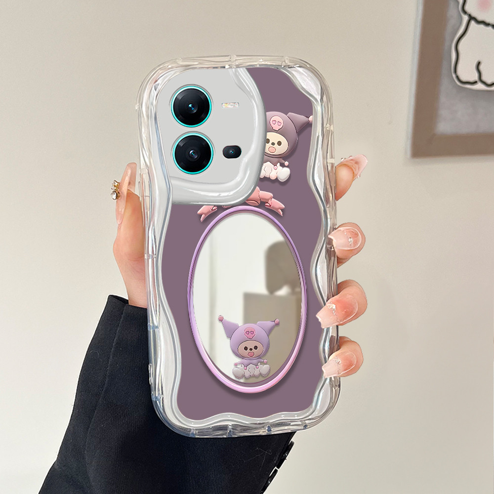 HP เคสโทรศัพท์สําหรับ VIVO V25 V25E 5G กระจกครีมนุ่มน่ารัก Softcase การ์ตูนผีเสื้อเต็มปลอก 5489 JZ