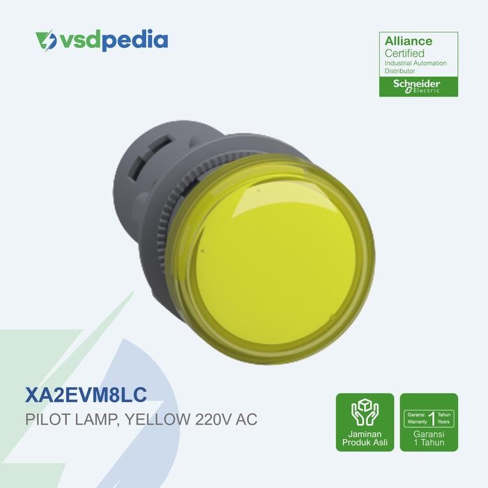 Schneider Electric XA2 Pilot Light 22mm 220VAC สีเหลือง XA2EVM8LC
