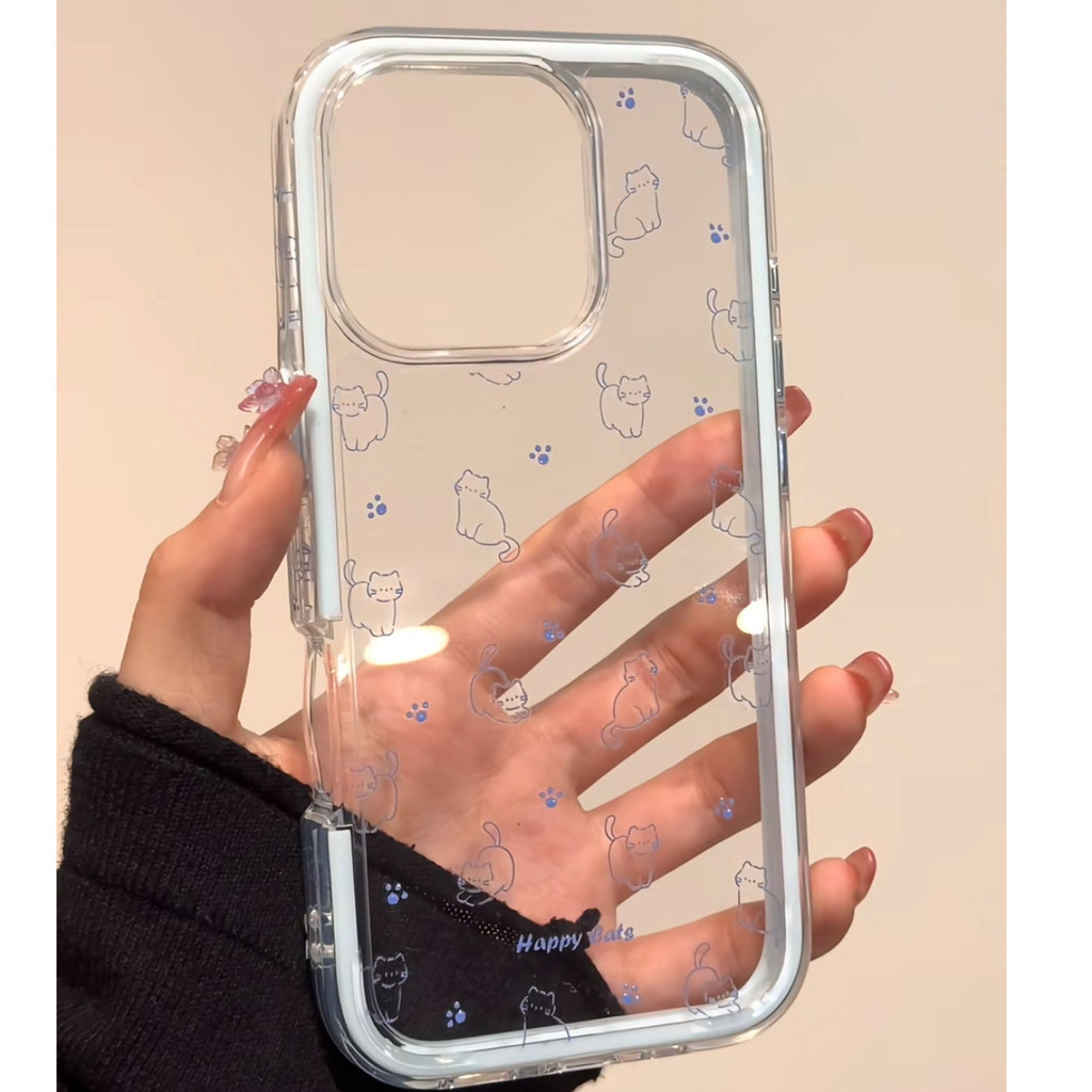 Soft Blue Paw Cat สําหรับปลอก Oppo A6 A6x Reno 15 5G A6 A5i pro Reno 14F A5 2025 A3X A5 2025 A3 Pro 