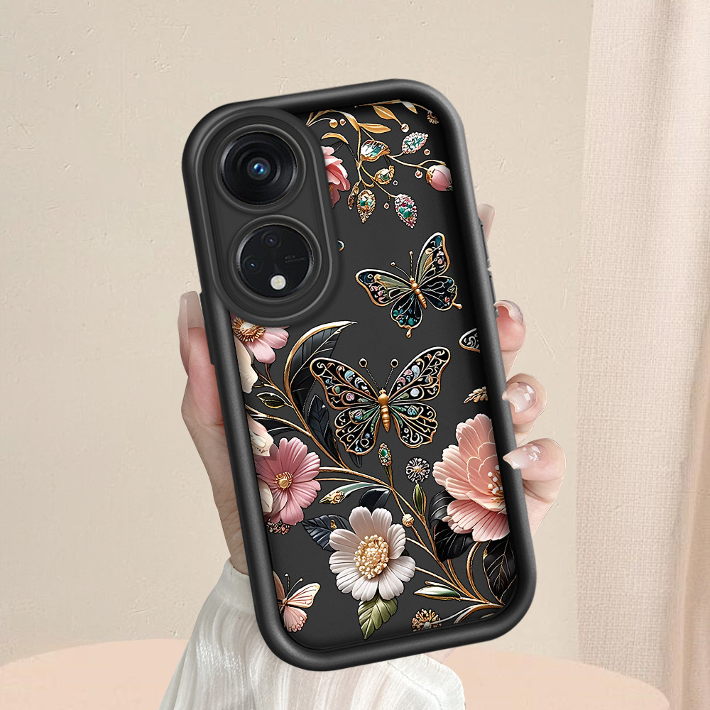 OPPO Reno 8T 5G สําหรับ Hp ซิลิโคน Sofcase ปลอกแฟชั่น Softcase TY 0380 ผีเสื้อสีทองเคสโทรศัพท์ปกอ่อน
