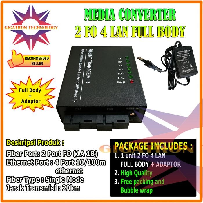 Media Converter 2 Port FO 4 Port LAN 10/100 Full Casing / 2 FO 4 LAN