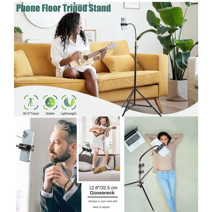 ขาตั้งกล้อง HP Holder Clip Handphone 2 Mtr ยืดหยุ่นคอโค้งหมุนได้ 360