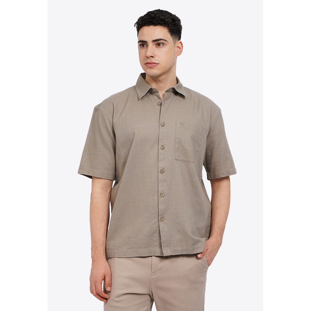 WOOD เสื้อเชิ้ตแขนสั้น Relaxed Fit 2-SSXLXC225J064 Taupe
