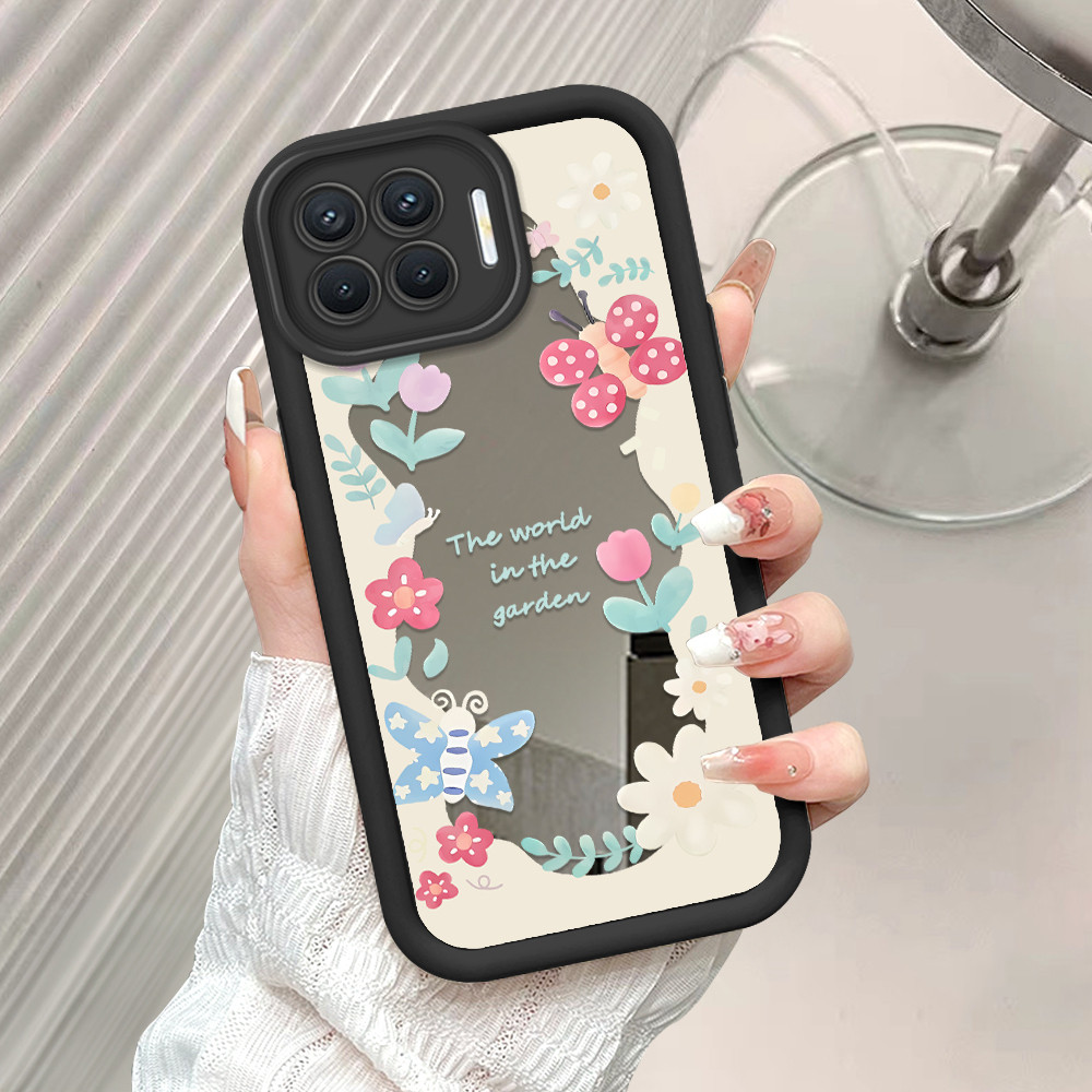 OPPO Reno 4F A93 2020 สําหรับกระจก Softcase กรณี HP ดอกไม้ผีเสื้อ Cassing 5003 JZ TY