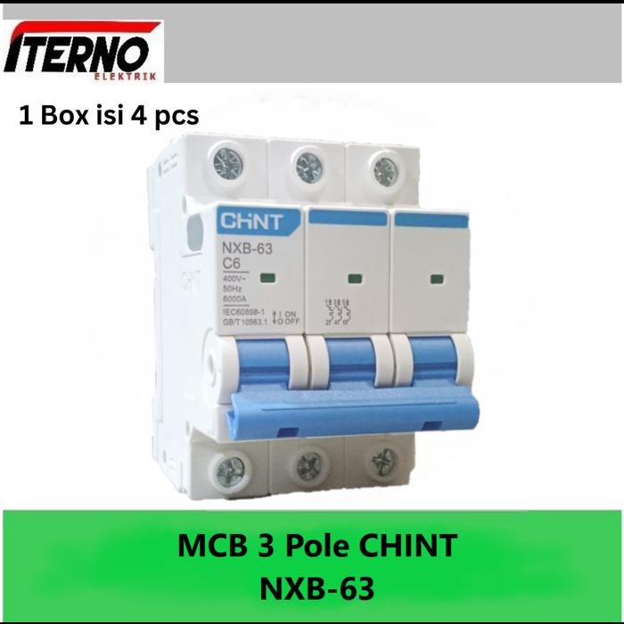 MCB CHINT NXB-63 3P 6A 10A 16A 20A 25A 32A 40A 50A 63A 6kA NXB63