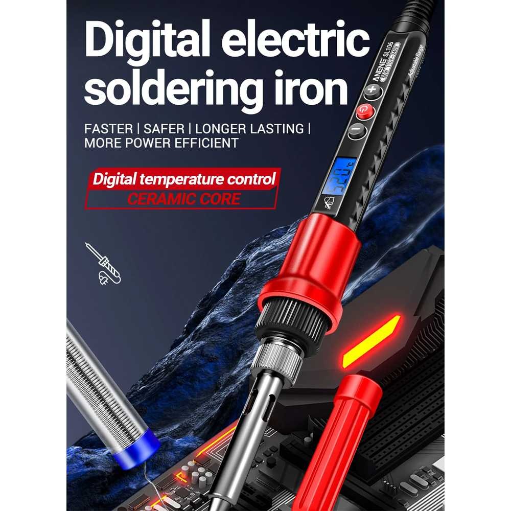 Aneng หัวแร้งไฟฟ้าปรับอุณหภูมิจอแสดงผล Lcd 60W - Sl106