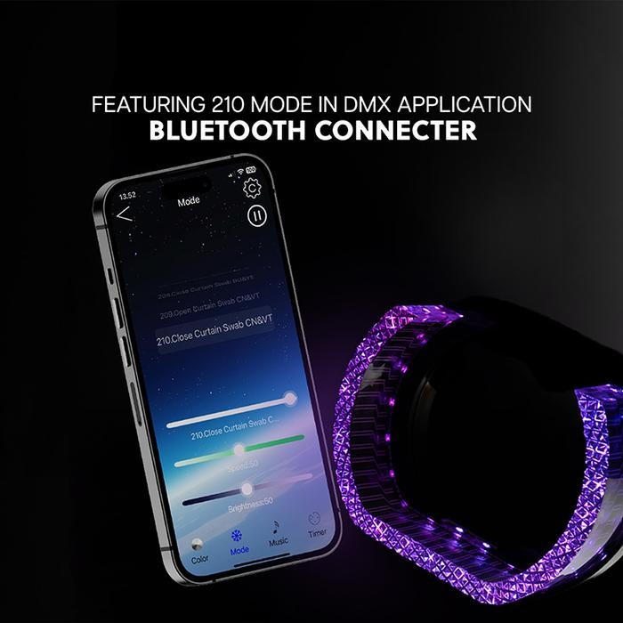 Shroud Matrix 5D อะคริลิครถจักรยานยนต์ I8-U-Wrgb 2.5 นิ้ว App บลูทูธ 210 โหมด Dc12V