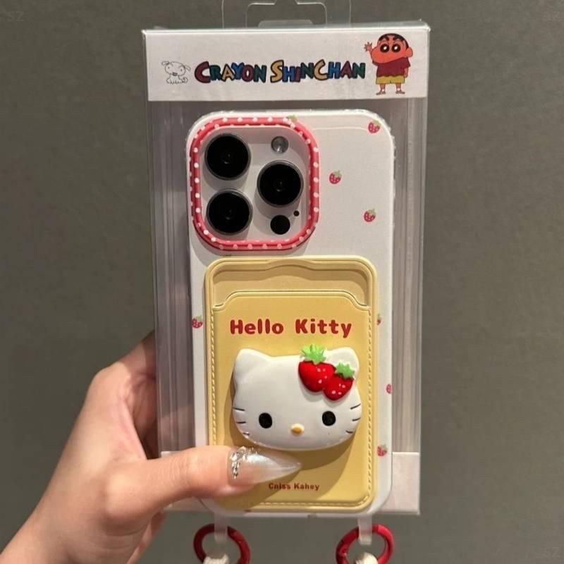 น่ารัก Kitty Simple Card Holder Case Samsung 0 A37 A57 5G A07 A17 A56 A36 A26 A16 A06 5G M12 A24 A05