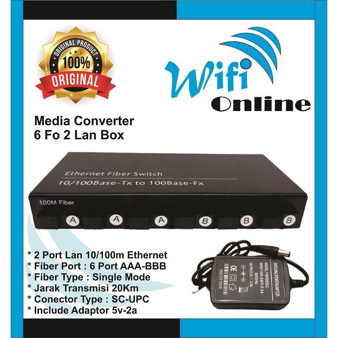 Media Converter 6 Port FO 2 Port Lan 10/100