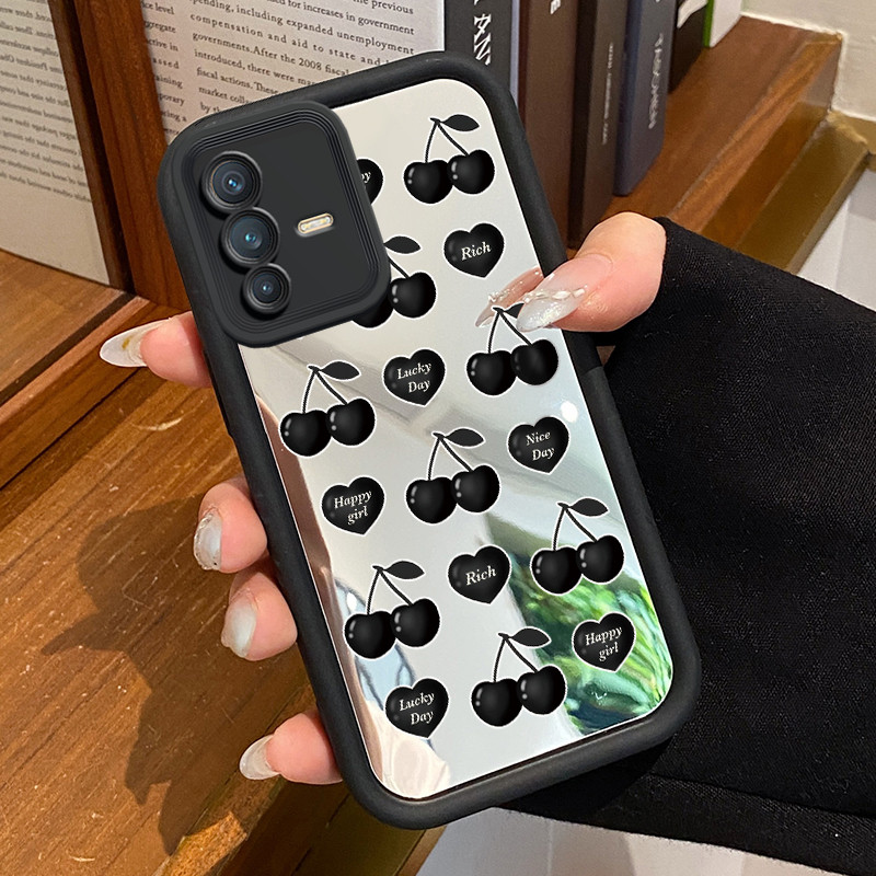 HP Casing VIVO V23 5G V23i 5G V23E 4G V23E 5G Y75 4G Case Cherry Pattern Casing HP Casing Protective