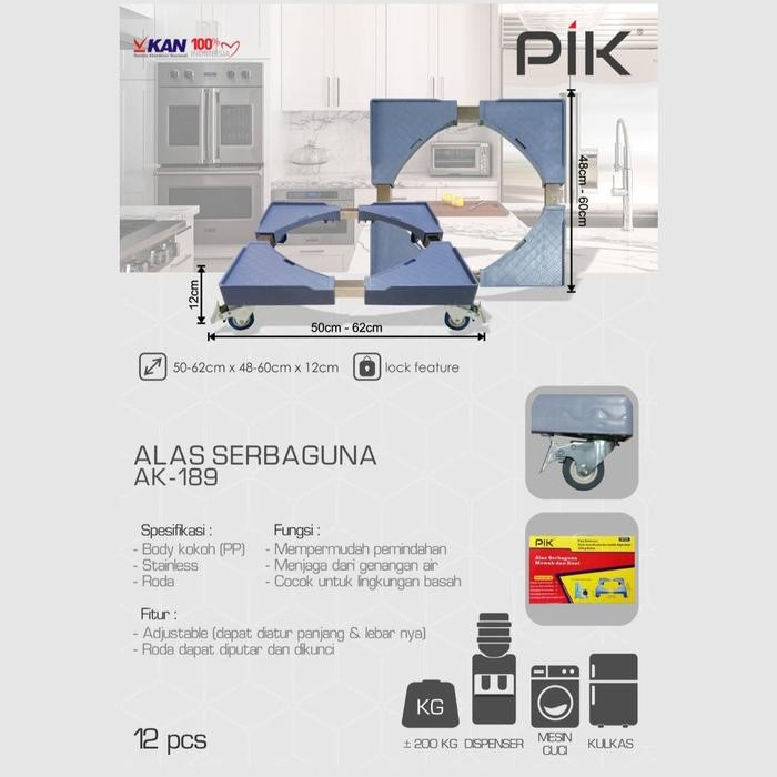 MESIN ตู้เย็นอเนกประสงค์/ฐานเครื่องซักผ้าสแตนเลสล้อรถเข็น Ak-189 Pik
