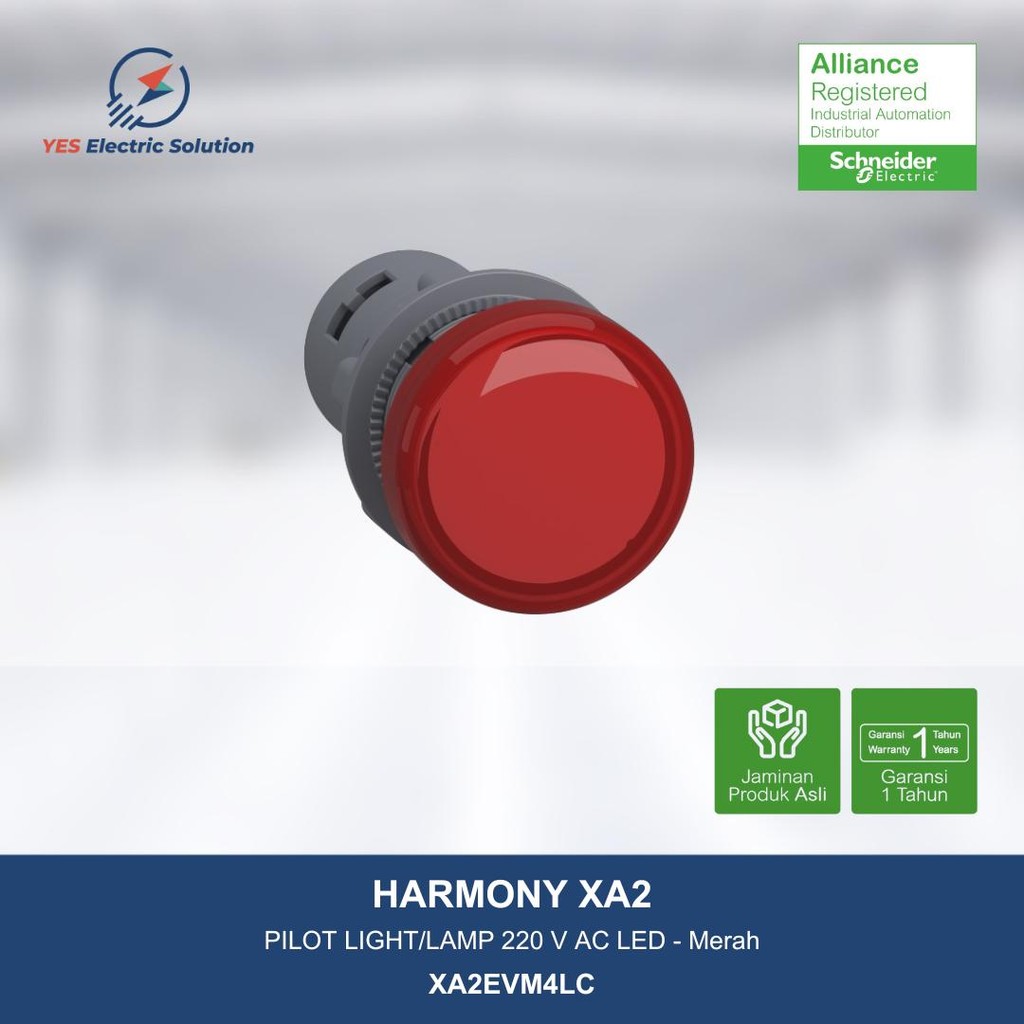 MERAH Schneider Electric XA2 ไฟนักบิน/โคมไฟ 220V AC LED สีแดง - XA2EVM4LC