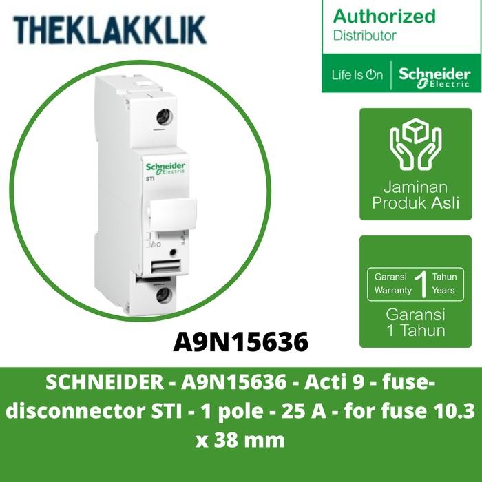Schneider - A9N15636 - Acti 9 - ตัวเชื่อมต่อฟิวส์ Sti - 1 Pole - 25 A - สําหรับฟิวส์ 10.3 X 38 Mm Re