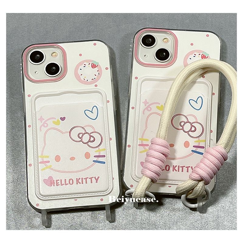 แฟนซีการ์ตูน Kitty Simple Card Holder Case Samsung 0 A37 A57 5G A07 A17 A56 A36 A26 A16 A06 5G A34 M