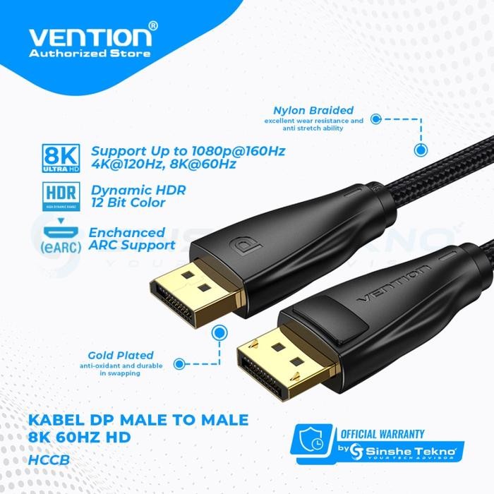 8K 4K VENTION ชายกับชาย PORT DISPLAY CABLE 1 เมตร / DP TO DP CABLE