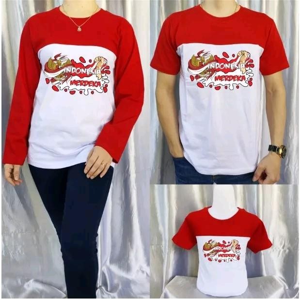 MERAH (ผู้เชี่ยวชาญ) เสื้อยืด INDEPENDENCE (จัดส่งวันหนึ่ง) AUGUST RED WHITE Big Size Jumbo S -7XL แ