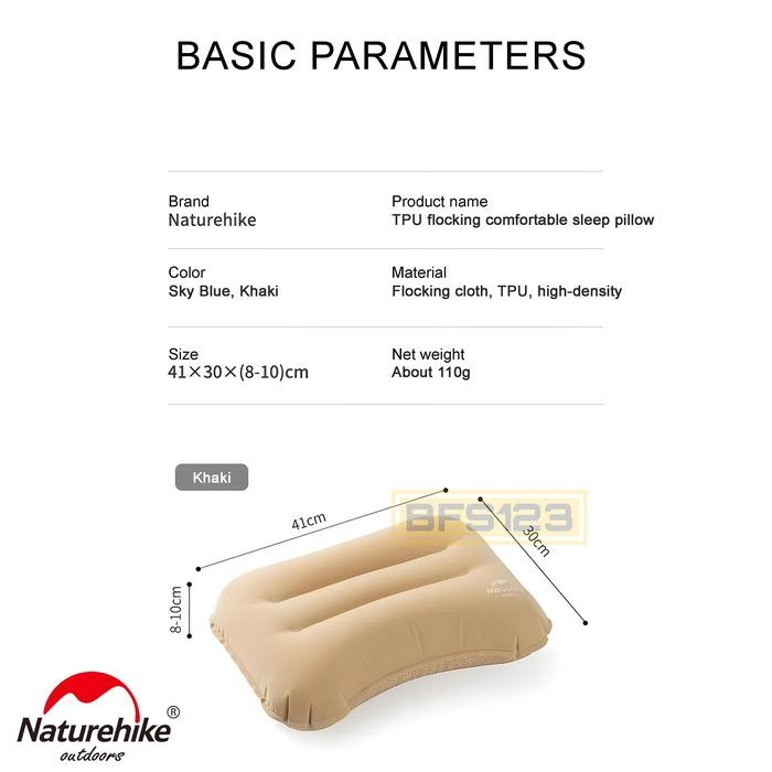 Naturehike NH21ZT002 Double Air Valve Design Fit Neck Folding Pillow Plus Pou Blue Khaki
