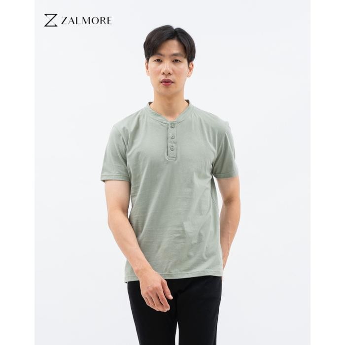 Zalmore Henley Tee Premium Cotton - เสื้อ Henley สําหรับผู้ชาย