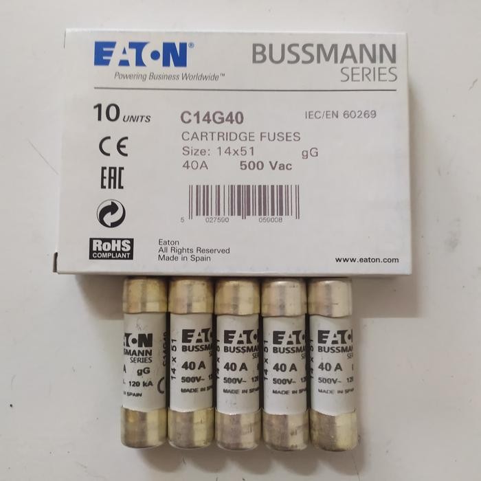 ฟิวส์ Bussmann C14G40 40A 500V 120Ka Eaton Bussmann พร้อมส่ง