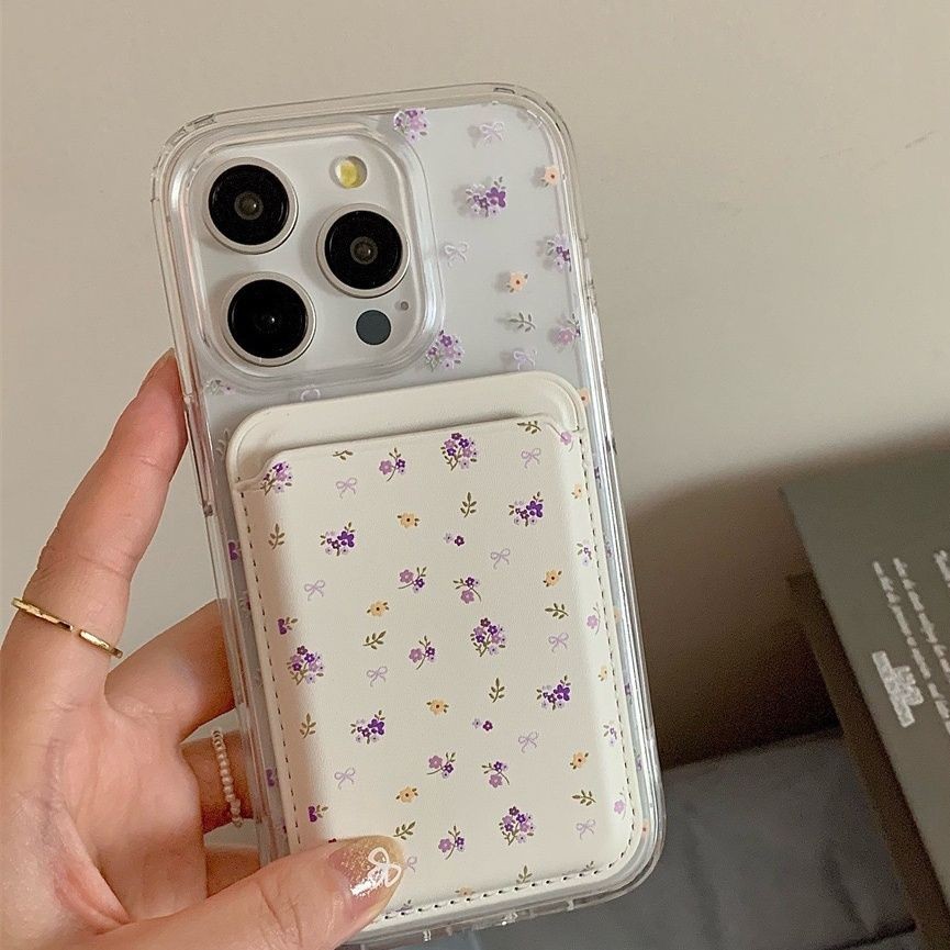 UNGU สีม่วงดอกไม้ขนาดเล็กความงามผู้ถือบัตรกรณี Hp Samsung 0 A37 A57 5G A07 A17 A56 A36 A26 A16 A06 5