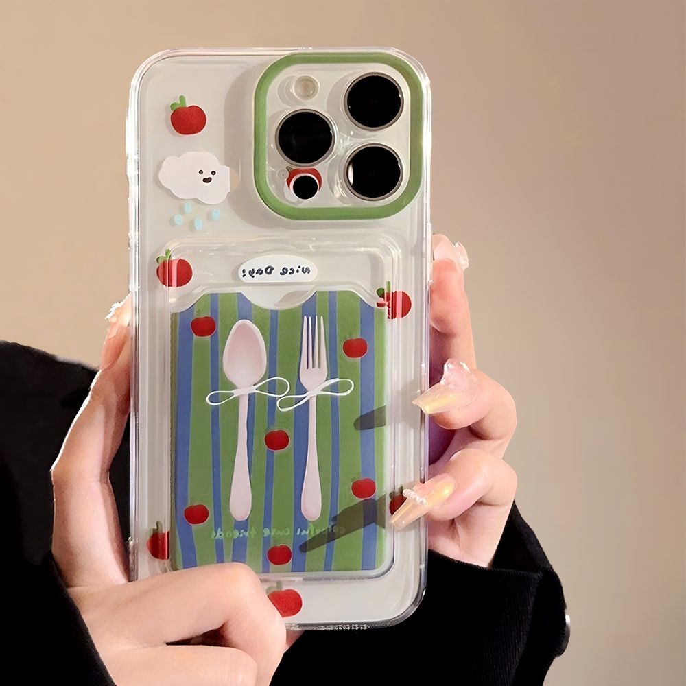 MERAH HIJAUสีเขียวผู้ถือบัตรAppleสายคล้องปลอกOppo A3 A3x 14 14F A60 11F 4G Reno 13F 13 5G A16 A57 8 