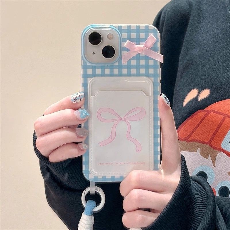 Bow Strap Card Holder Blue Case Xiaomi 15T F7 C85 Poco C71 X7 Pro 15 14 14T C75 C65 C65 C75 X3 Nfc M