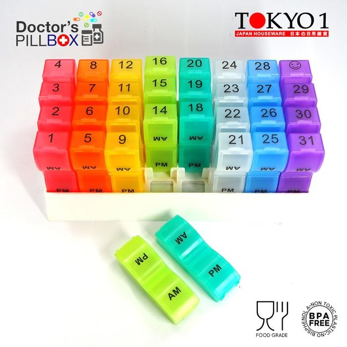 Tokyo 1 One Month Pill Organizer 31-Day Medicine Box 083919